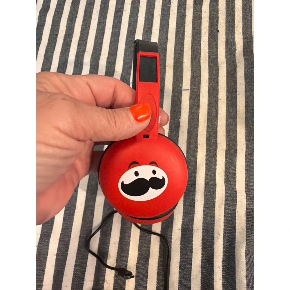 Pringles Wired‎ Over Ear Headphones Red Black USB Connectivity Mustache Logo